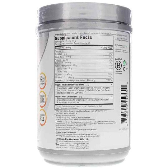 Organic Plant-Based Energy + Focus, GOLS
